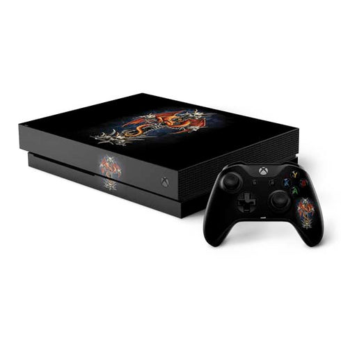 Gothic Dragon & Skull Cross by Sarah Richter Xbox One X Bundle Skin
