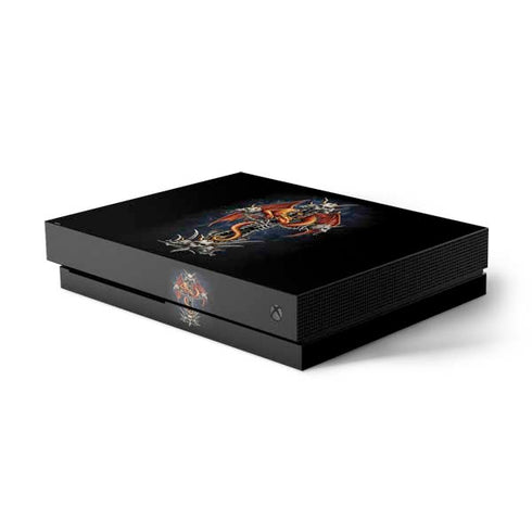 Gothic Dragon & Skull Cross by Sarah Richter Xbox One X Console Skin