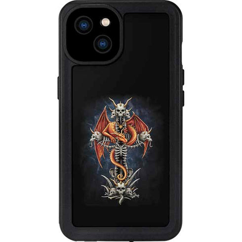Gothic Dragon & Skull Cross by Sarah Richter iPhone 15 Plus Waterproof Case