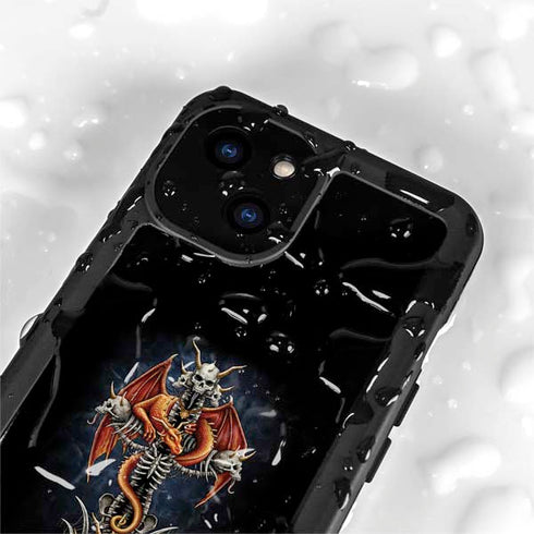 Gothic Dragon & Skull Cross by Sarah Richter iPhone 15 Plus Waterproof Case