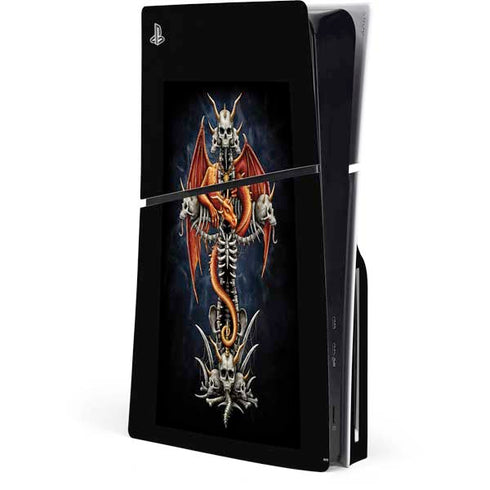 Gothic Dragon & Skull Cross by Sarah Richter PS5 Slim Disk Console Skin