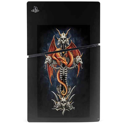 Gothic Dragon & Skull Cross by Sarah Richter PS5 Slim Disk Console Skin