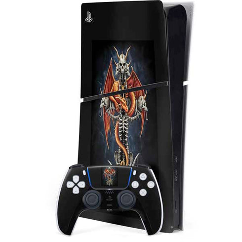 Gothic Dragon & Skull Cross by Sarah Richter PS5 Slim Digital Edition Bundle Skin