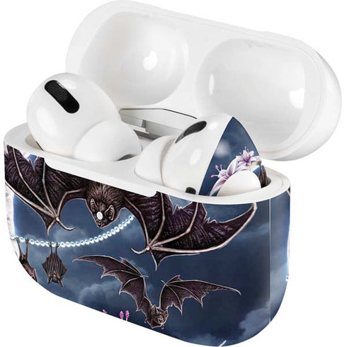 Gothic Moon with Bats and Flowers by Sarah Richter Apple AirPods Pro Skin
