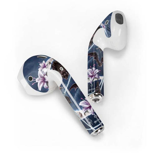Gothic Moon with Bats and Flowers by Sarah Richter Apple AirPods Skin