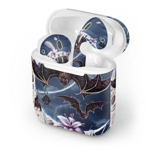 Gothic Moon with Bats and Flowers by Sarah Richter Apple AirPods Skin
