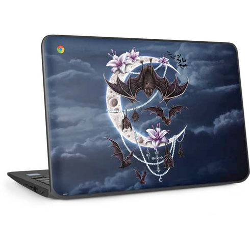 Gothic Moon with Bats and Flowers by Sarah Richter HP Chromebook Skin
