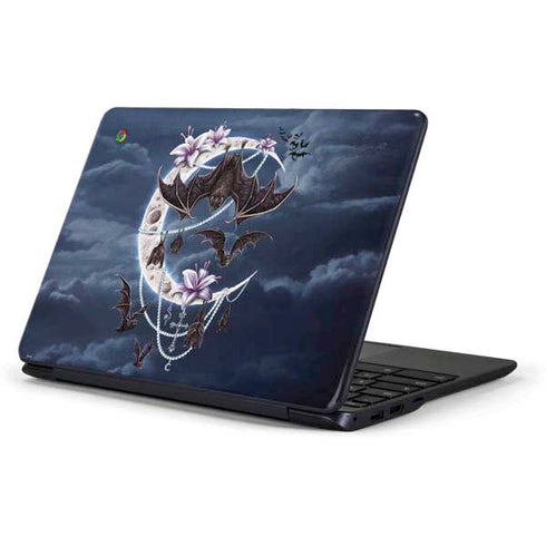 Gothic Moon with Bats and Flowers by Sarah Richter Samsung Chromebook Skin