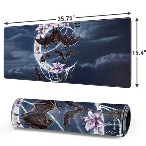 Gothic Moon with Bats and Flowers by Sarah Richter Gaming Mouse Pad