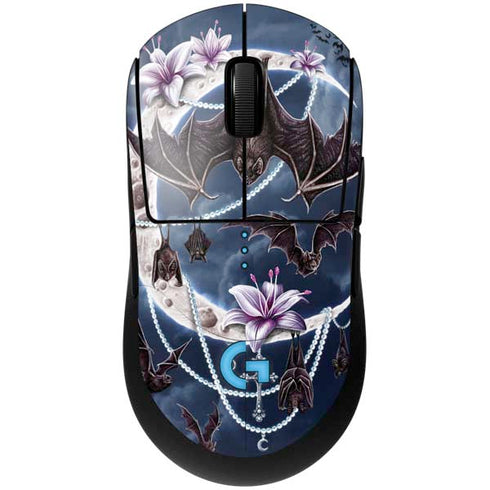 Gothic Moon with Bats and Flowers by Sarah Richter G Pro Wireless Gaming Mouse Skin
