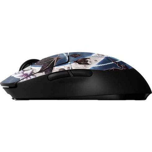 Gothic Moon with Bats and Flowers by Sarah Richter G Pro Wireless Gaming Mouse Skin