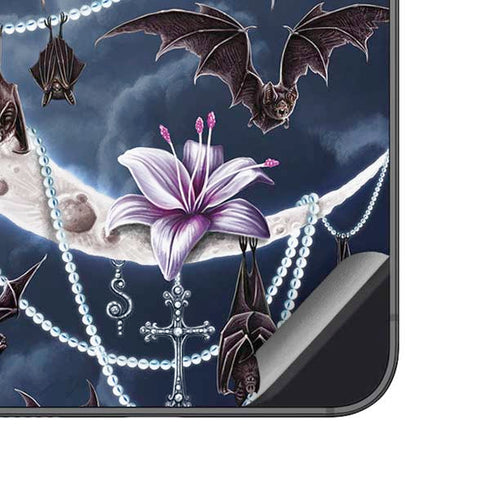 Gothic Moon with Bats and Flowers by Sarah Richter Galaxy A14 5G Skin