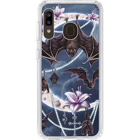Gothic Moon with Bats and Flowers by Sarah Richter Galaxy A20 Clear Case