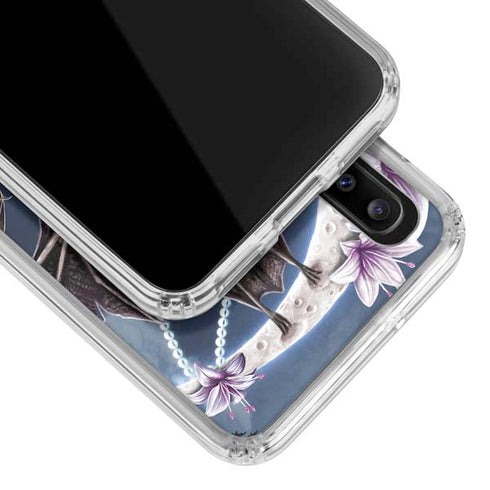 Gothic Moon with Bats and Flowers by Sarah Richter Galaxy A20 Clear Case