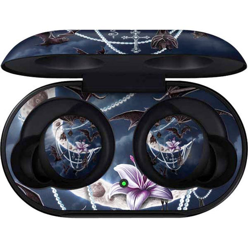 Gothic Moon with Bats and Flowers by Sarah Richter Galaxy Buds Skin