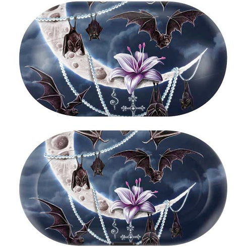 Gothic Moon with Bats and Flowers by Sarah Richter Galaxy Buds Skin