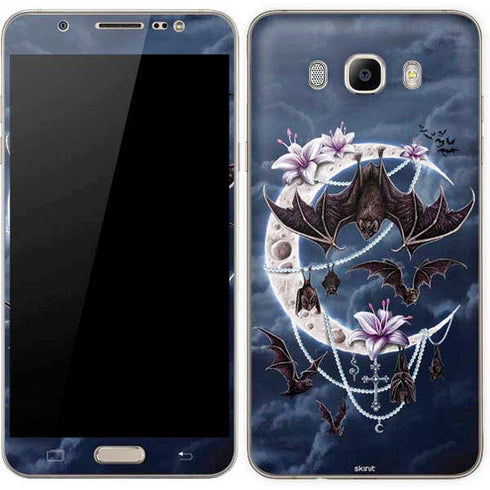 Gothic Moon with Bats and Flowers by Sarah Richter Galaxy J7 Skin