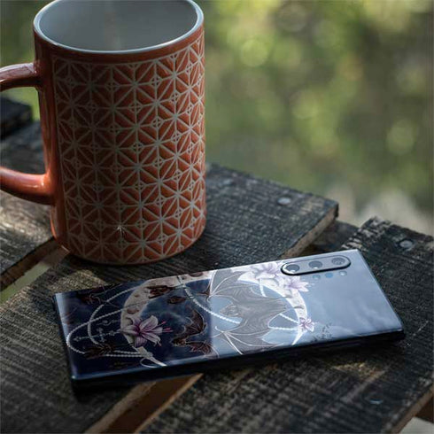 Gothic Moon with Bats and Flowers by Sarah Richter Galaxy Note 10 Plus Skin