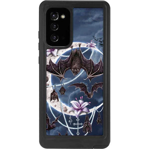 Gothic Moon with Bats and Flowers by Sarah Richter Galaxy Note20 5G Waterproof Case