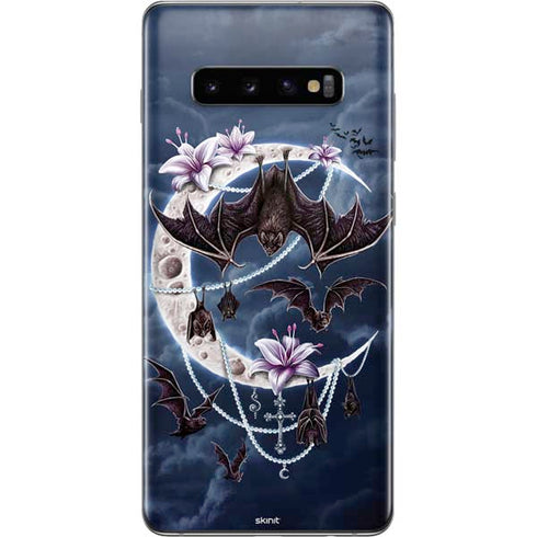 Gothic Moon with Bats and Flowers by Sarah Richter Galaxy S10 Plus Skin