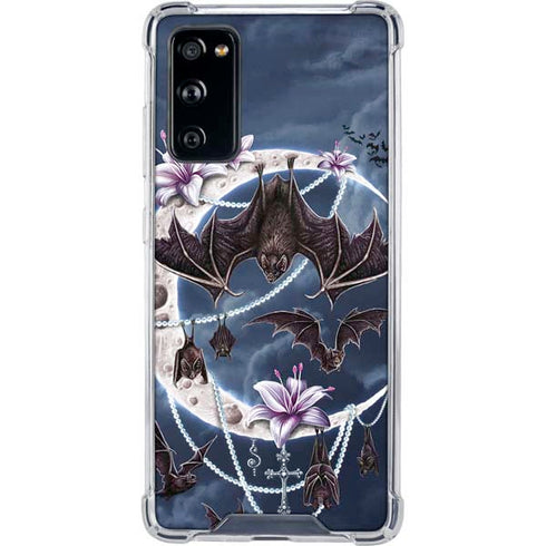Gothic Moon with Bats and Flowers by Sarah Richter Galaxy S20 FE Clear Case