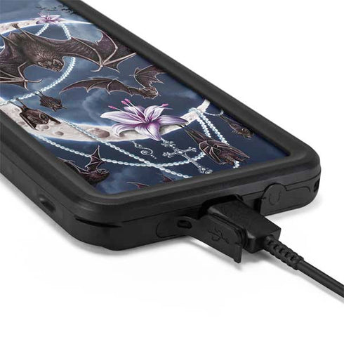 Gothic Moon with Bats and Flowers by Sarah Richter Galaxy S20 Plus Waterproof Case
