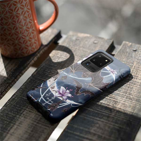 Gothic Moon with Bats and Flowers by Sarah Richter Galaxy S20 Ultra 5G Pro Case