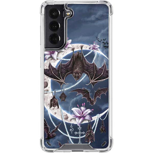 Gothic Moon with Bats and Flowers by Sarah Richter Galaxy S21 5G Clear Case