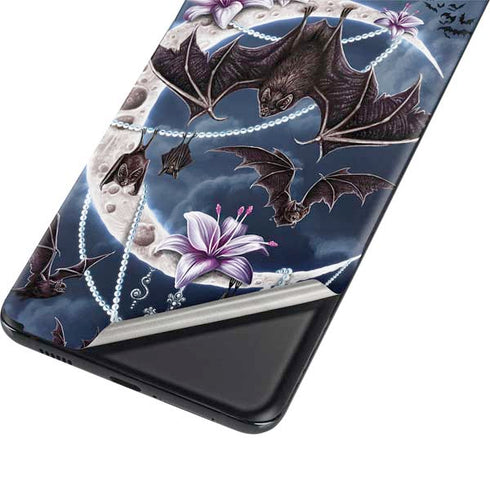 Gothic Moon with Bats and Flowers by Sarah Richter Galaxy S21 5G Skin