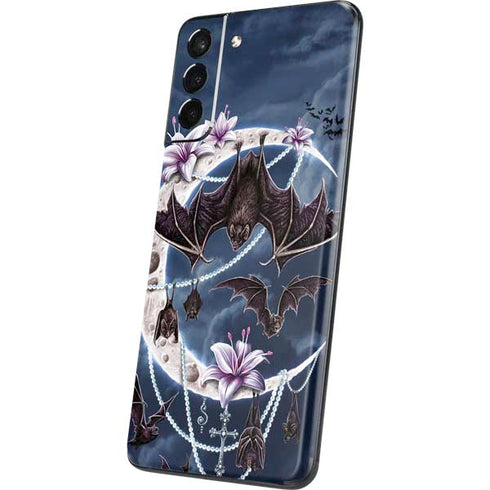 Gothic Moon with Bats and Flowers by Sarah Richter Galaxy S21 Plus 5G Skin