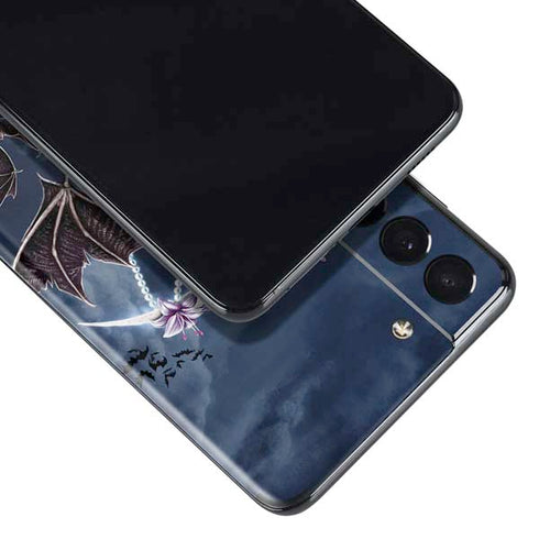 Gothic Moon with Bats and Flowers by Sarah Richter Galaxy S21 Plus 5G Skin