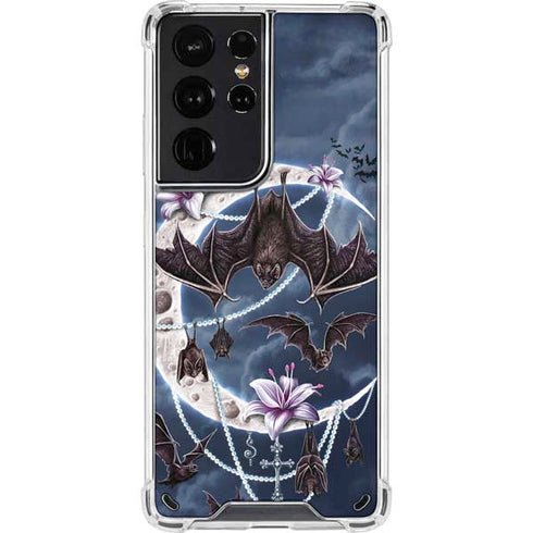 Gothic Moon with Bats and Flowers by Sarah Richter Galaxy S21 Ultra 5G Clear Case