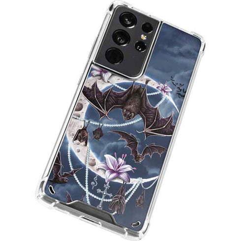 Gothic Moon with Bats and Flowers by Sarah Richter Galaxy S21 Ultra 5G Clear Case