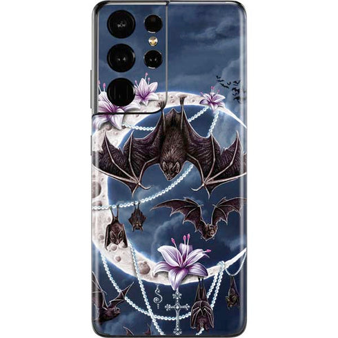 Gothic Moon with Bats and Flowers by Sarah Richter Galaxy S21 Ultra 5G Skin