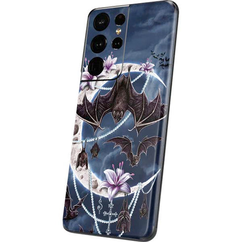 Gothic Moon with Bats and Flowers by Sarah Richter Galaxy S21 Ultra 5G Skin