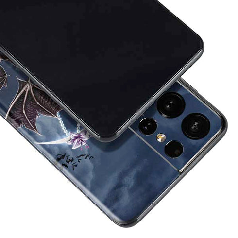 Gothic Moon with Bats and Flowers by Sarah Richter Galaxy S21 Ultra 5G Skin
