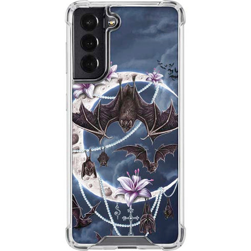 Gothic Moon with Bats and Flowers by Sarah Richter Galaxy S22 Clear Case