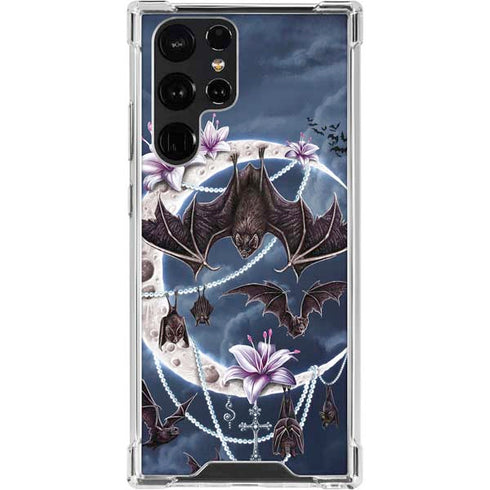 Gothic Moon with Bats and Flowers by Sarah Richter Galaxy S22 Ultra Clear Case