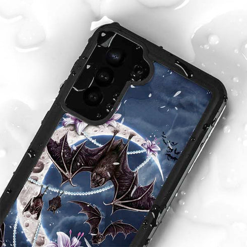 Gothic Moon with Bats and Flowers by Sarah Richter Galaxy S23 Plus Waterproof Case