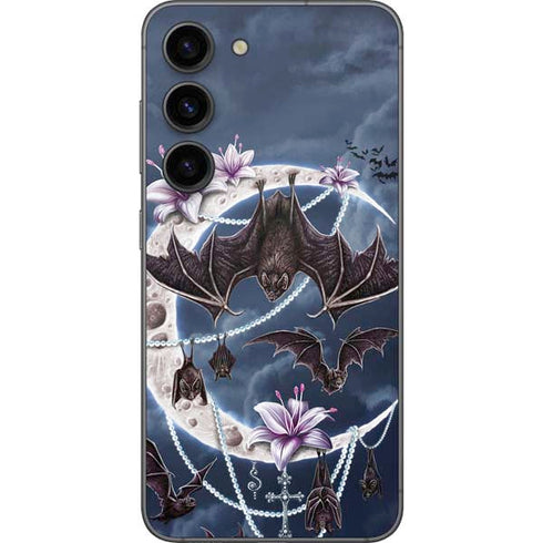 Gothic Moon with Bats and Flowers by Sarah Richter Galaxy S23 Skin