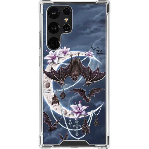 Gothic Moon with Bats and Flowers by Sarah Richter Galaxy S23 Ultra Clear Case