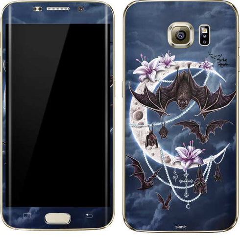 Gothic Moon with Bats and Flowers by Sarah Richter Galaxy S7 Edge Skin