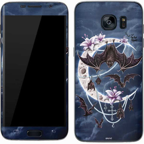 Gothic Moon with Bats and Flowers by Sarah Richter Galaxy S7 Skin