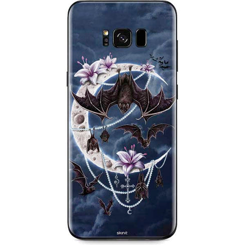 Gothic Moon with Bats and Flowers by Sarah Richter Galaxy S8 Skin