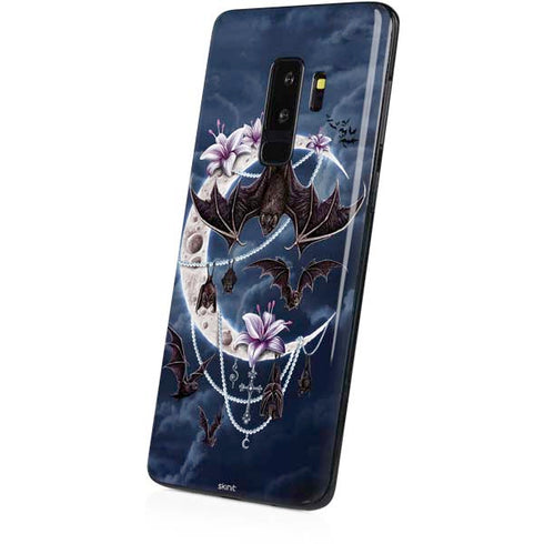 Gothic Moon with Bats and Flowers by Sarah Richter Galaxy S9 Plus Skin