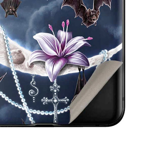 Gothic Moon with Bats and Flowers by Sarah Richter Galaxy Z Flip Skin