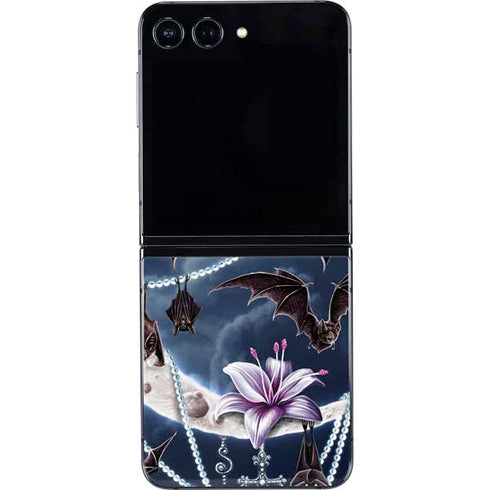 Gothic Moon with Bats and Flowers by Sarah Richter Galaxy Z Flip5 5G Skin