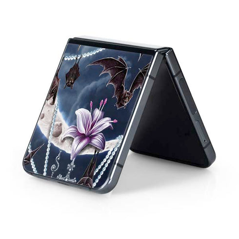 Gothic Moon with Bats and Flowers by Sarah Richter Galaxy Z Flip5 5G Skin