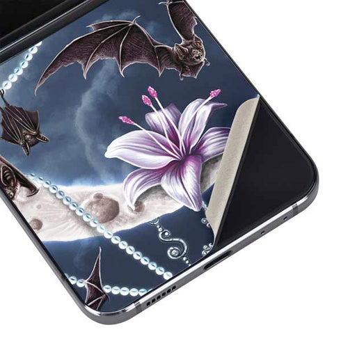 Gothic Moon with Bats and Flowers by Sarah Richter Galaxy Z Flip5 5G Skin
