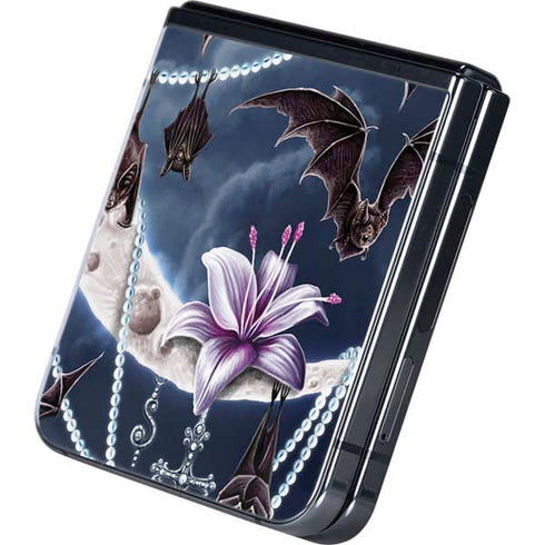 Gothic Moon with Bats and Flowers by Sarah Richter Galaxy Z Flip5 5G Skin